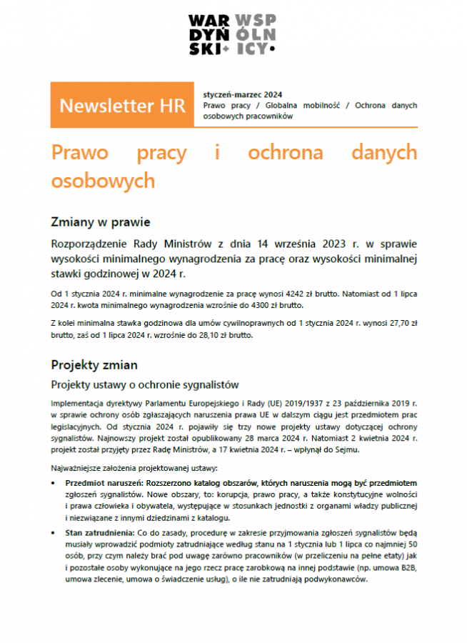 Newsletter HR | styczeń-marzec 2024