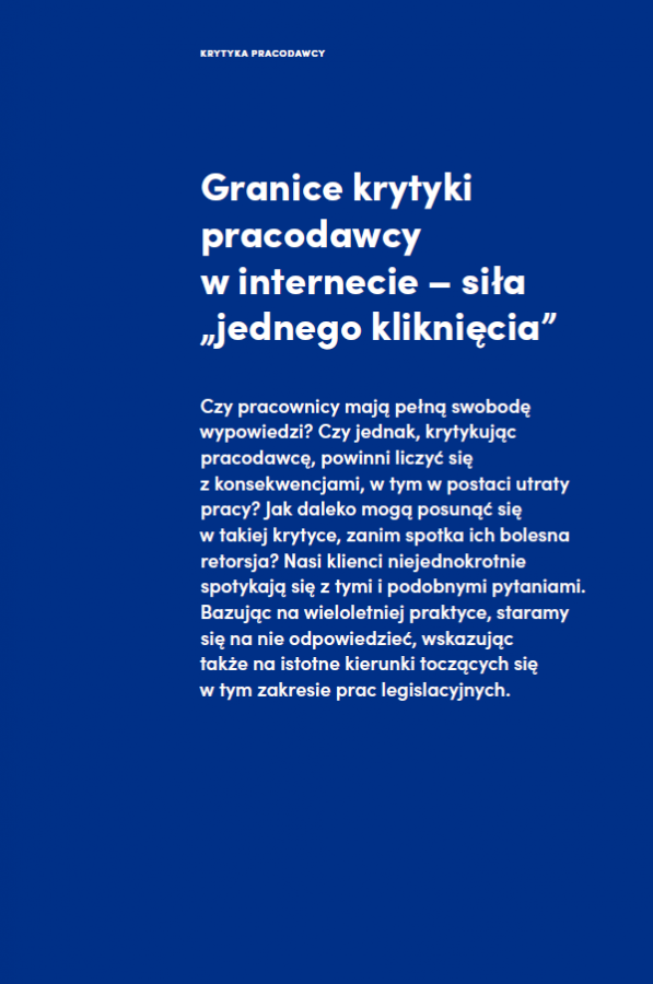 Granice krytyki pracodawcy w internecie – siła „jednego kliknięcia”